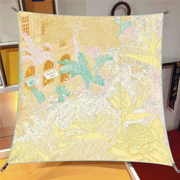 NEW Hawaii 90*90CM Twill Scarf Shawls Summer Fashion Brand Beach Sunscreen Silk Scarves Print Square Headband Bandannas
