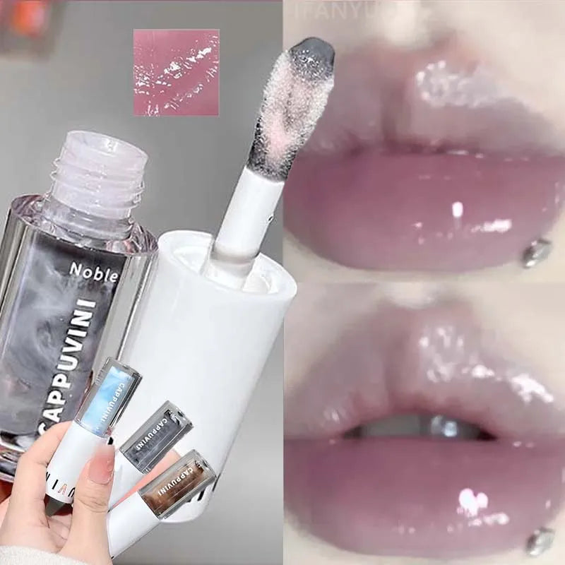 Temperature Changing Lip Gloss – Crystal Mirror Lip Glaze Plumper with Moisturizing Lip Oil Finish