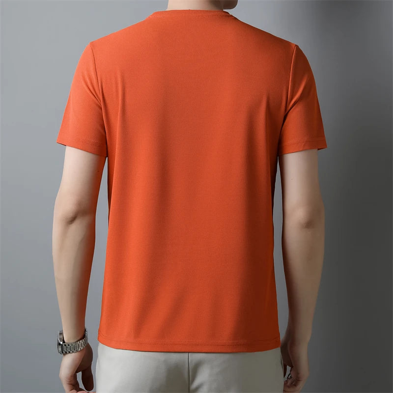 Men’s Solid V-Neck Short-Sleeve Casual T-Shirt – Multiple Colors
