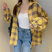 Fictitni Women's Plaid Long Sleeve Button-Front Shirt