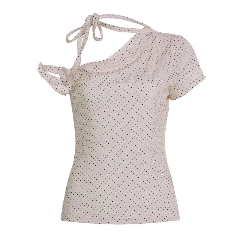 Women’s Off Shoulder Tie Front Short Sleeve Top