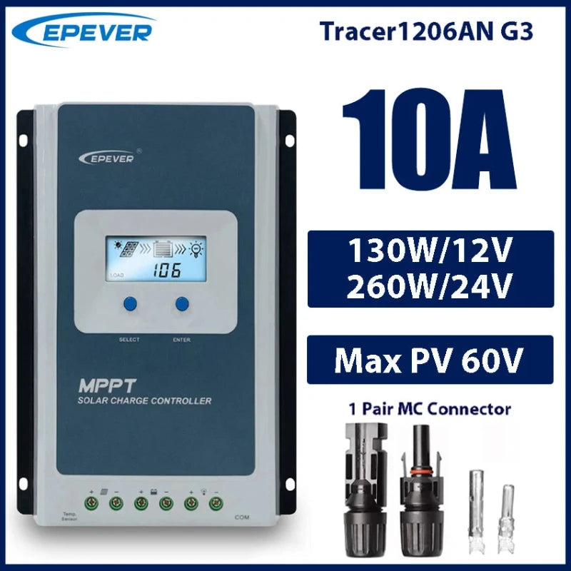 EPEVER MPPT Tracer Solar Charge Controller 10A 20A 30A 40A 12V/24V Battery Regulator