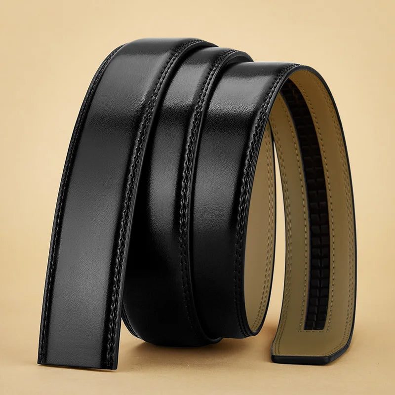 2PCS Black Leather Belt with Stylish Metal Buckle
