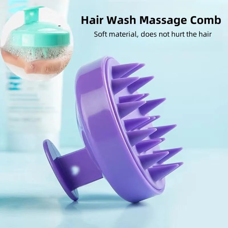 Purple Scalp Massage Shampoo Brush with Handle & Round Bristles