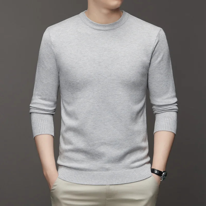 Men’s Classic Crewneck Knit Pullover Sweater – Long Sleeve Solid Color Casual Knitwear