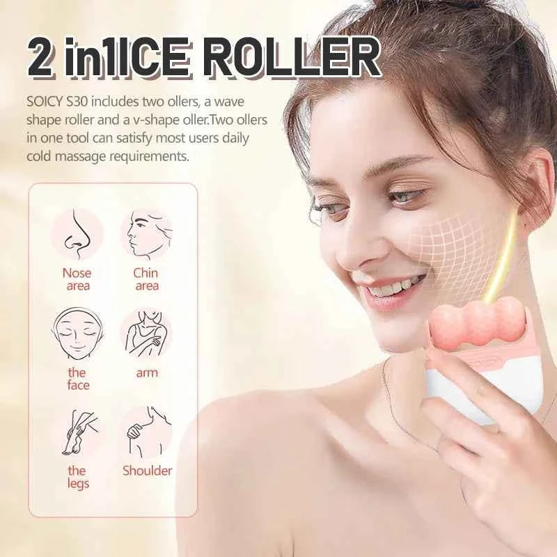 2-in-1 Beiyakes Ice Roller for Face and Eye Relief Eye Puffiness Migraine Pain Relief Summer Cooling Facial Skin Care Products