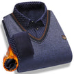 Men's Vintage Plaid Fleece Lined Polo Collar Pullover Sweater Winter Knitwear