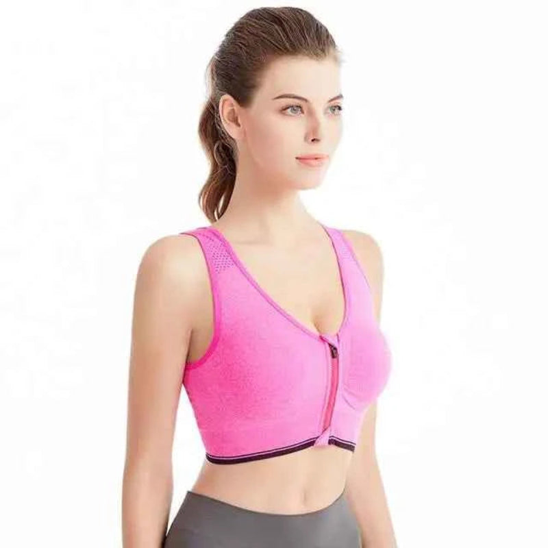 Running Fitness Sports Bra Front Zipper Women's Underwear Shockproof without Underwire Bralette Breathable Seamless Brassiere