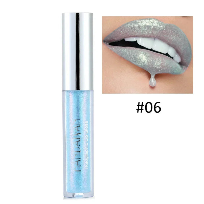 6 Colors Laser Holographic Lip Gloss – Mermaid Glitter Waterproof Metallic Liquid Lipstick