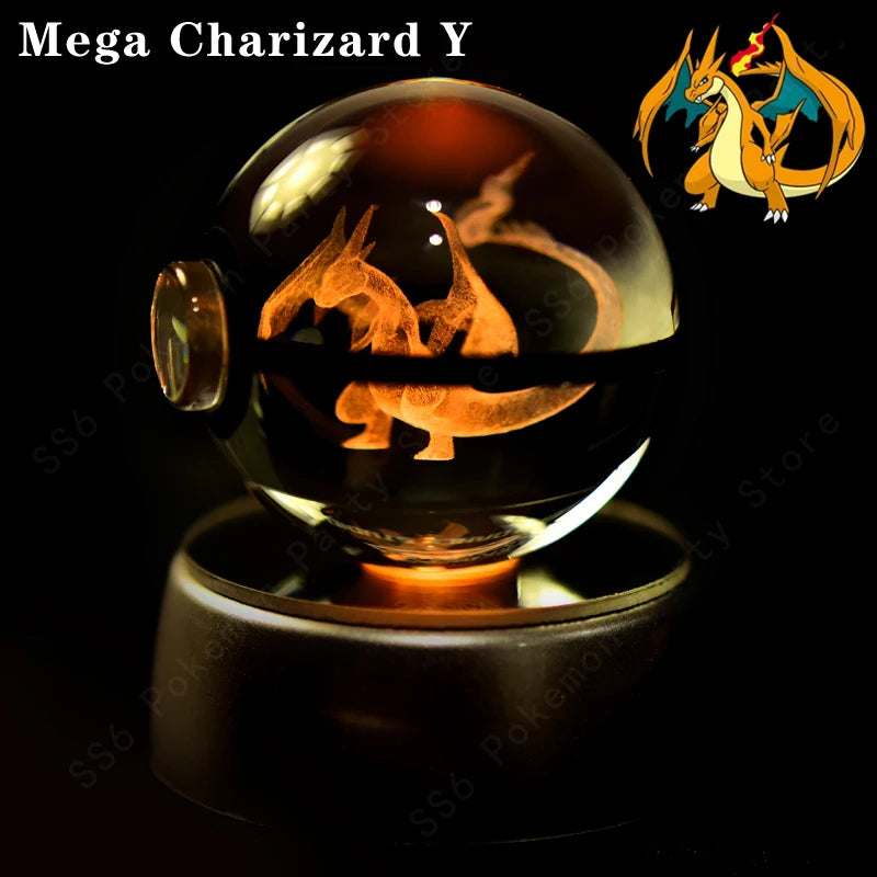 Pokémon 3D Crystal Ball Night Light with Color-Changing LED Base