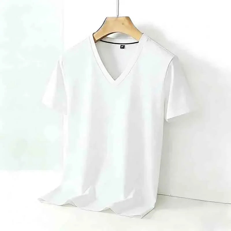 Men’s Solid V-Neck Short-Sleeve Casual T-Shirt – Multiple Colors