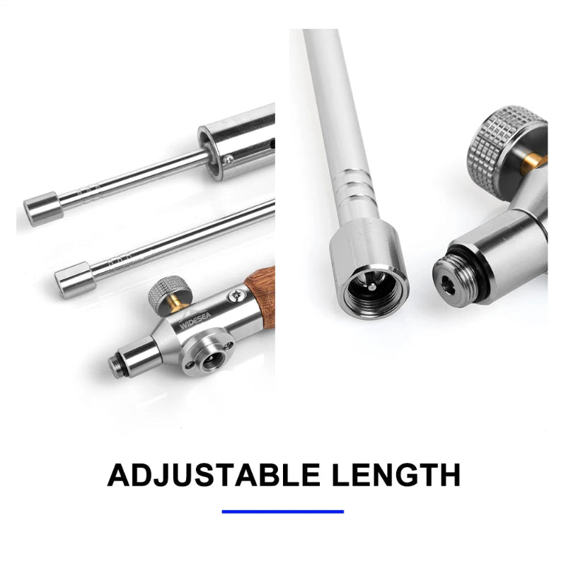WIDESEA Long-Handle Detachable Stainless Steel Camping Torch with Wooden Grip & Carry Pouch
