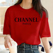 CHANNEL PARIS Women’s Letter Print Short Sleeve T-Shirt