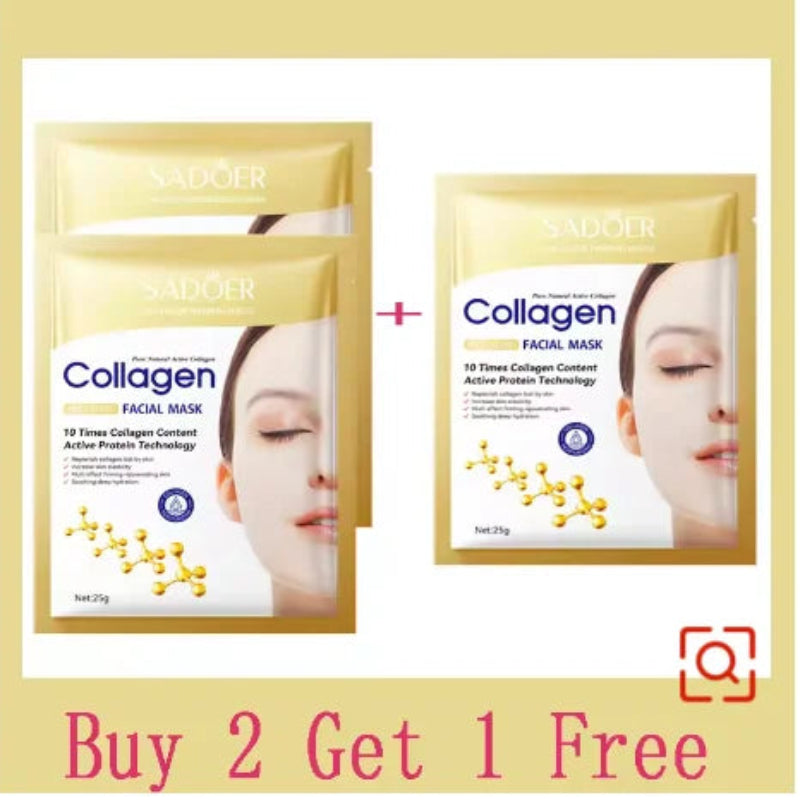 SADOER 10pcs Korean Collagen Facial Mask Anti Wrinkle Anti Aging Moisturizing Brightening Skin Care Mask