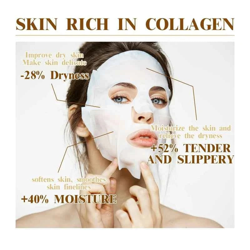 SADOER 10pcs Korean Collagen Facial Mask Anti Wrinkle Anti Aging Moisturizing Brightening Skin Care Mask