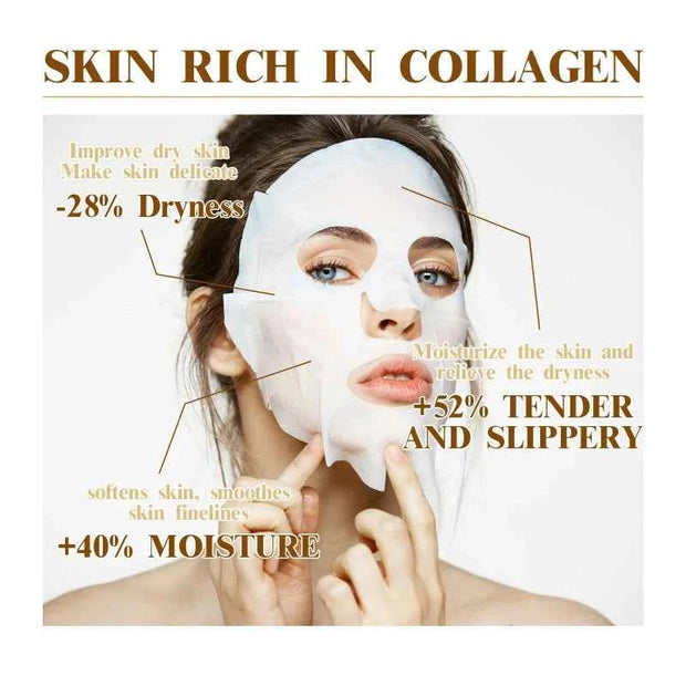 SADOER 10pcs Korean Collagen Facial Mask Anti Wrinkle Anti Aging Moisturizing Brightening Skin Care Mask