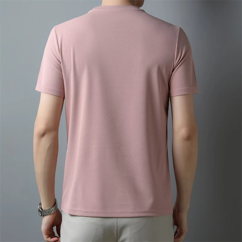 Men’s Solid V-Neck Short-Sleeve Casual T-Shirt – Multiple Colors