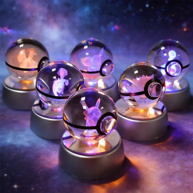 3D Pokémon Crystal Ball 5cm with Multicolor LED Base
