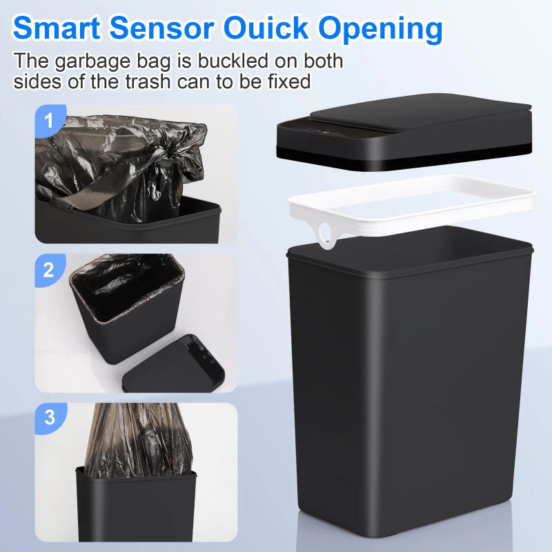 12L Smart Motion Sensor Trash Can with Automatic Lid – Touchless Waste Bin for Bathroom & Kitchen