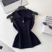 Colorful Zip-Up Collar Knit Tops by Sing Reiny