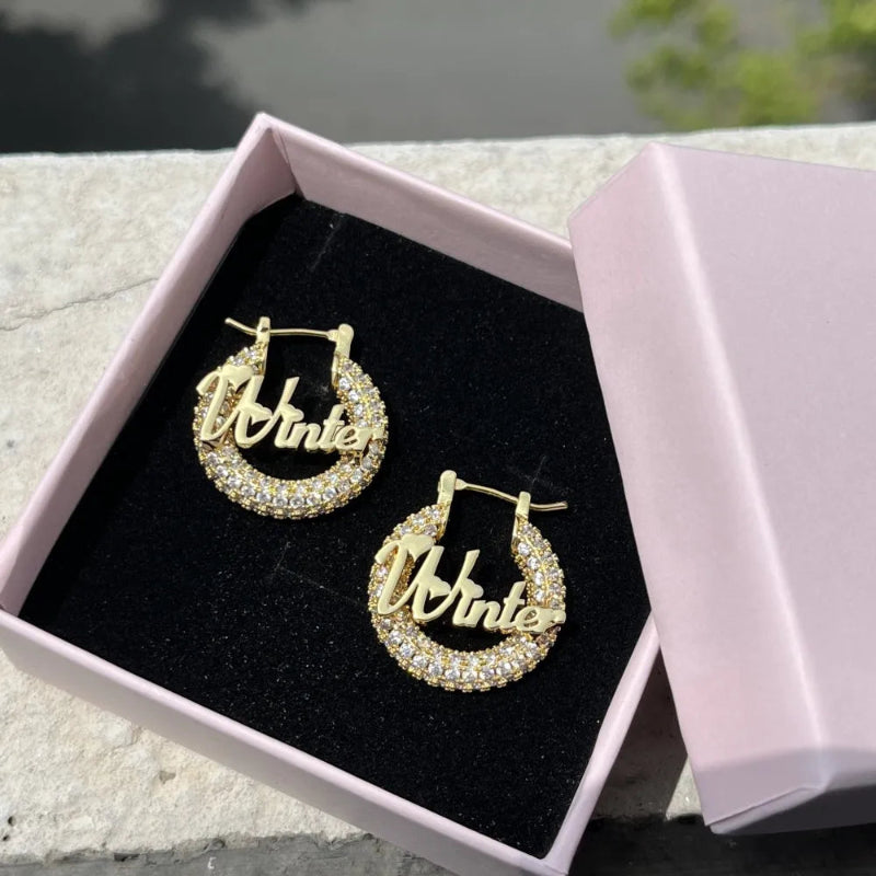 Winter & Susan Name Hoop Earrings