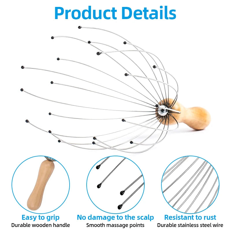 Octopus Head Massager – Scalp Scratcher & Itch Relief Tool | 20/24/28 Fingers