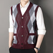 Men’s Knitted V-Neck Button-Up Sweater Vest Cardigan with Pockets