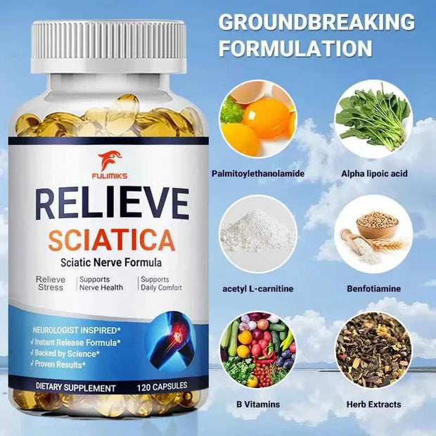 Relieve Sciatica Capsules - Helps Relieve Joint Pain Supports Daily Nervous System, Bone & Nerve Health Balances Inflammation