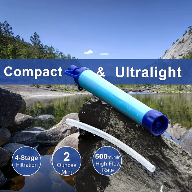 Outdoor Water Filter Straw – Personal Filtration System for Camping, Hiking, Climbing & Emergency Kits