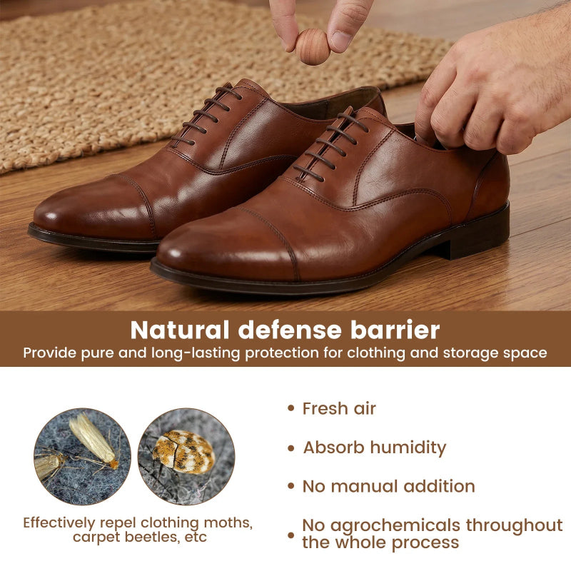 100Pcs Natural Cedar Wood Moth Repellent Balls with 10 Mesh Bags – Camphor Wood Balls for Drawers, Shoe Cabinets & Storage