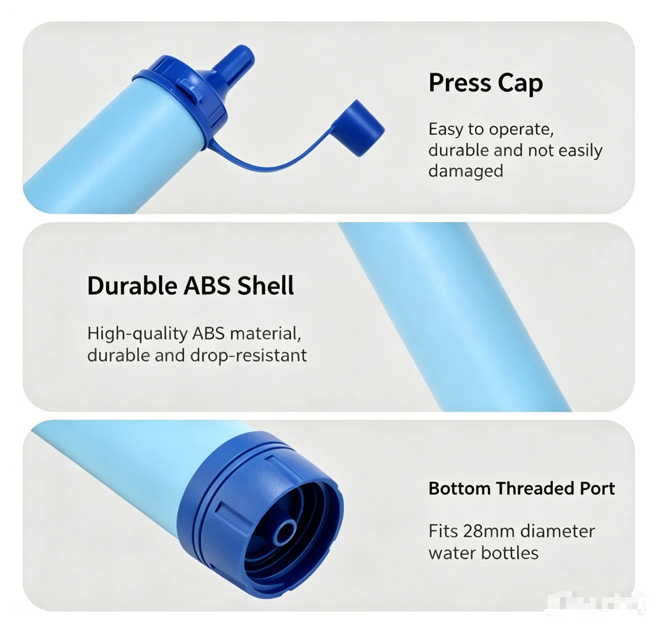 Portable Outdoor Water Filter Straw Kit with Collapsible Water Bag