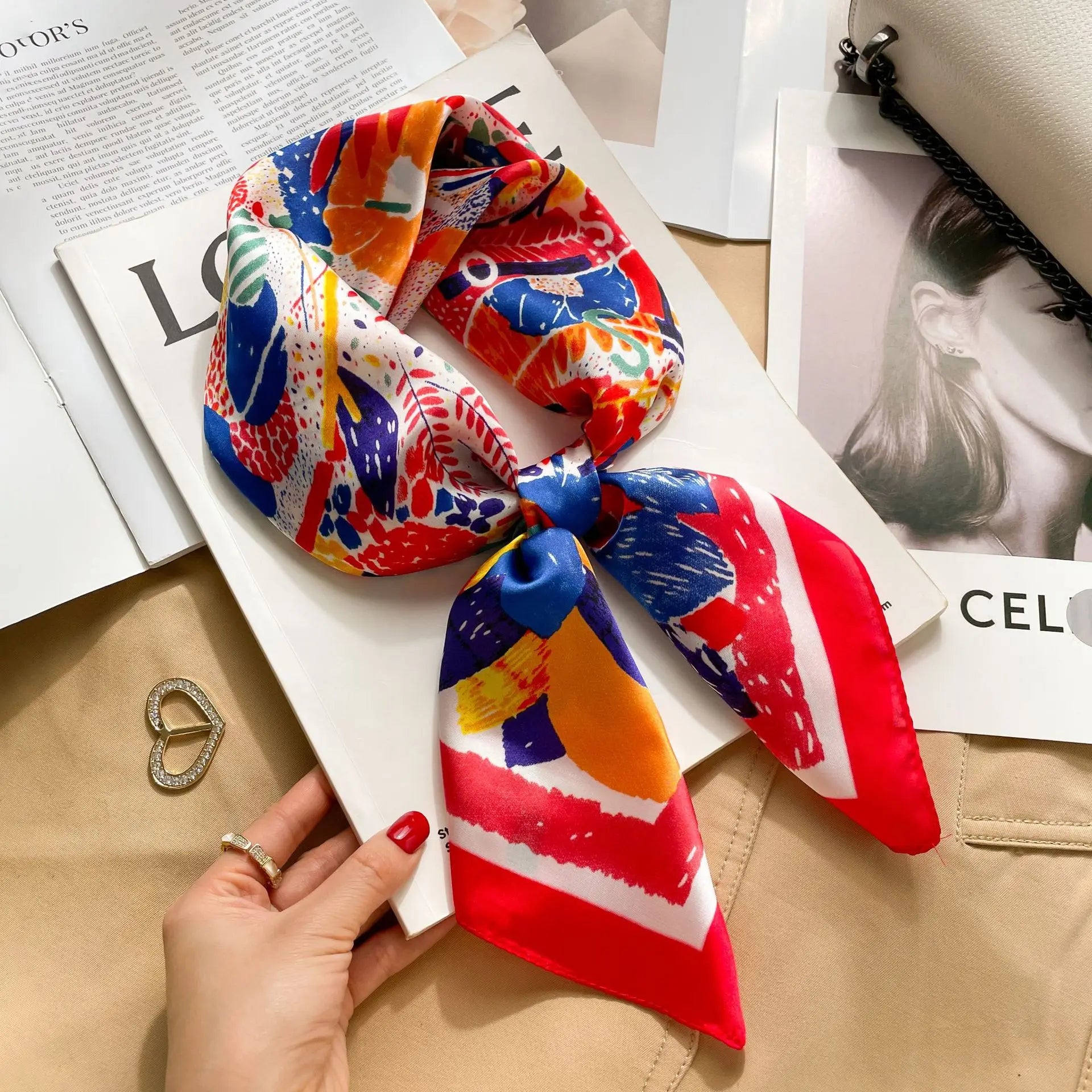 Women’s Printed Square Hair Scarf for Neck and Bag Styling