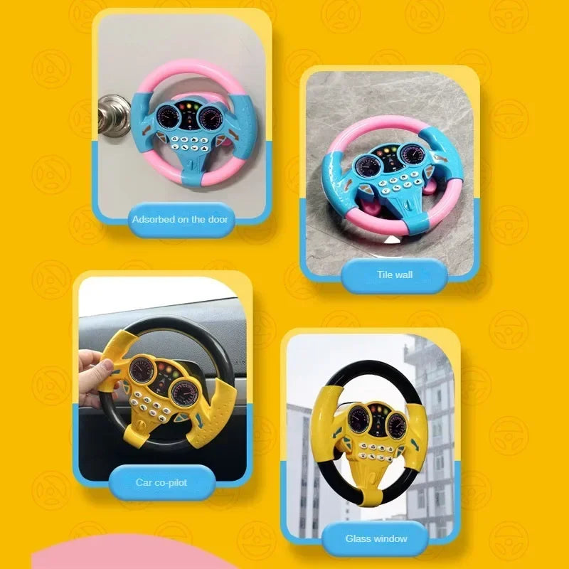 Infant Simulation Steering Wheel Toy with Light Sound Effects Kids Early Education Driving Toy for Stroller Car Play