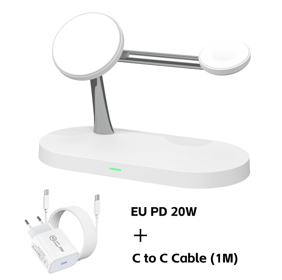 3-in-1 Magnetic Wireless Charger Stand – Fast Charging Station for iPhone, Apple Watch & AirPods