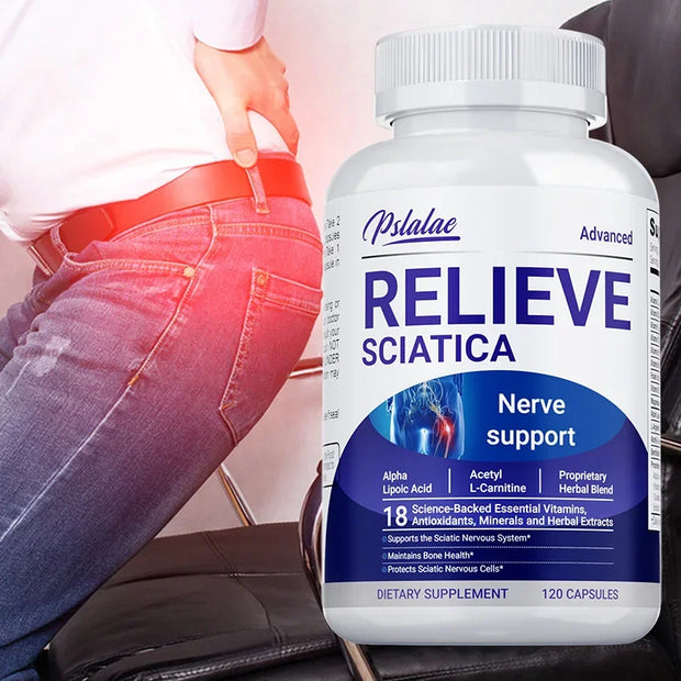 Pslalae RELIEVE SCIATICA Nerve Support Supplement – 120 Capsules for Pain Relief