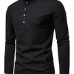 Spring and autumn men's pure cotton solid color shirts, elegant long-sleeved stand-up collar shirts, slim-fit men's shirts