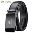 Rongke POLO Luxury Black Leather Belt with Polished Metal Buckle