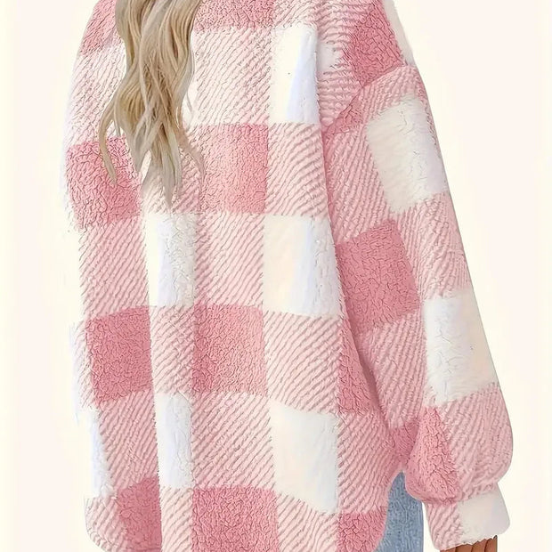 Plaid Fleece Button-Down Shirt Jacket