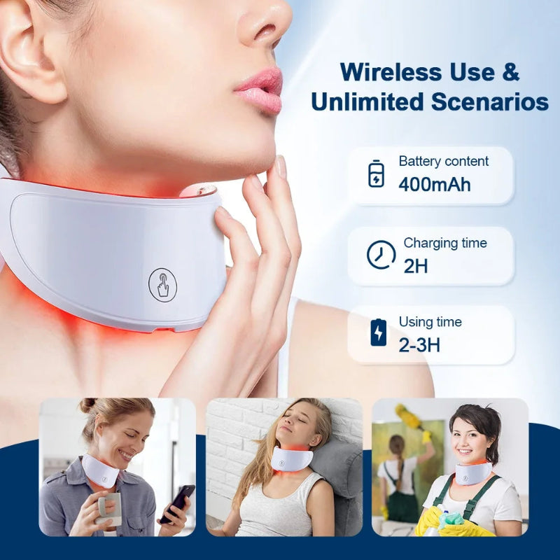 7-Color LED Facial Mask with Neck Light Therapy Mask – Wireless Rechargeable Skin Rejuvenation Beauty Device