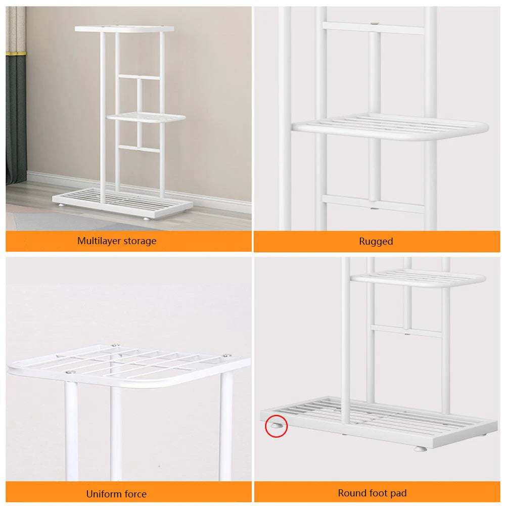 Tall Multi-Tier Plant Stand – Indoor Flower Pot Display Rack in Bronze, White & Dark Grey