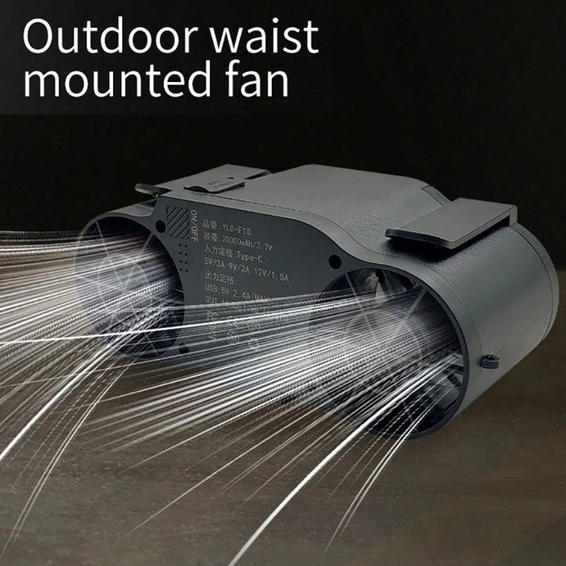 TIASTHAN 30000mAh Rechargeable Waist Clip Fan with 7 Speeds, Digital Display and Power Bank Function
