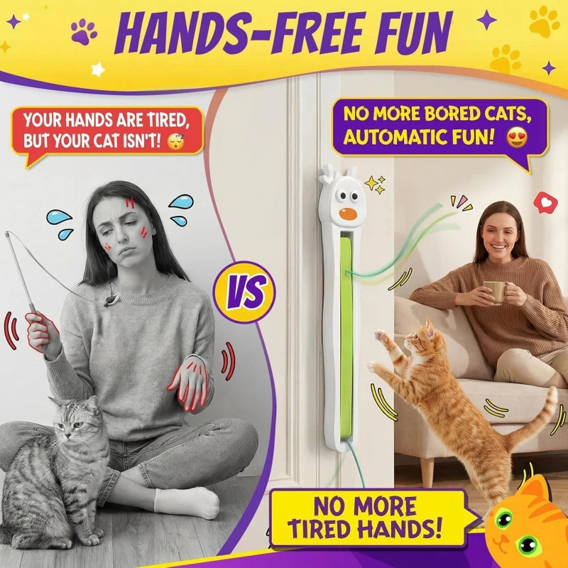 Automatic Interactive Cat Toy Flying Rope | Self Play Motion Teaser Toy for Cats & Kittens Stress Relief