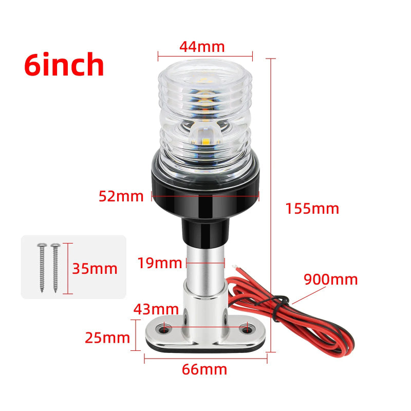 12V/24V Waterproof LED Marine Boat Navigation Light 180° Rotating Sailing Anchor Light
