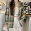 Women's Plaid Button-Up Shirt – Long Sleeve Loose Fit Casual Blouse