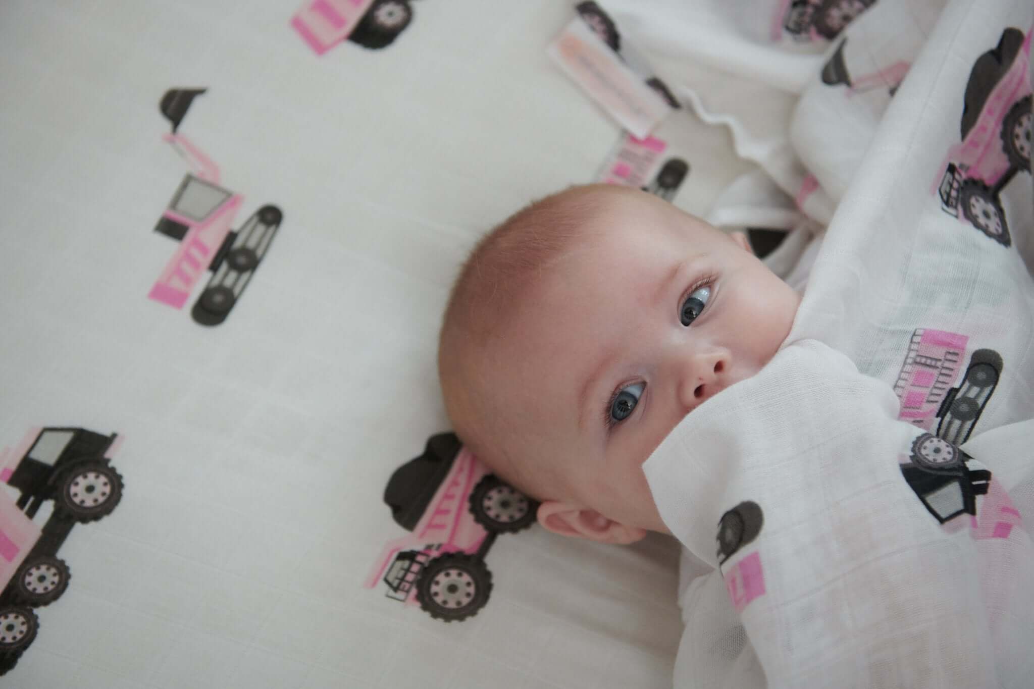 Pink Digger Crib Sheet