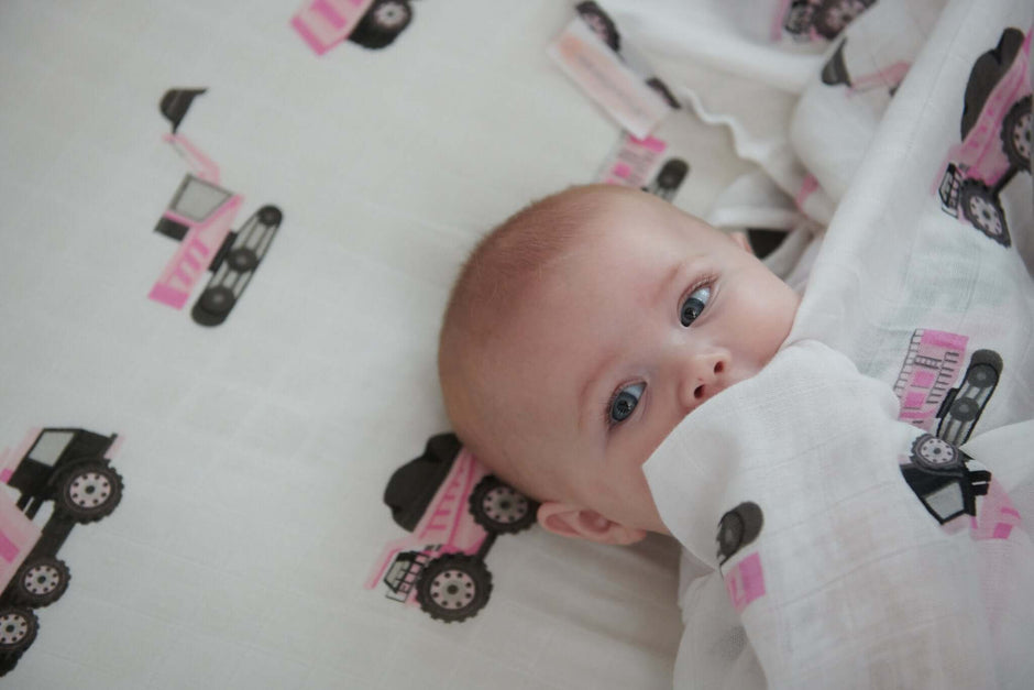 Pink Digger Crib Sheet