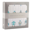Cotton Baby Blanket in a box featuring a playful robot design, perfect for infants and toddlers.