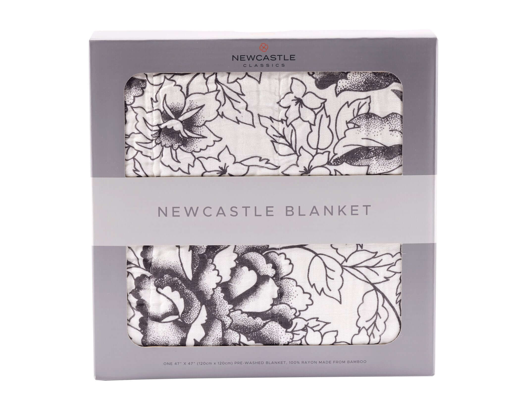 American Rose Newcastle Blanket packaging with floral design, ideal for cozy home decor and warmth.