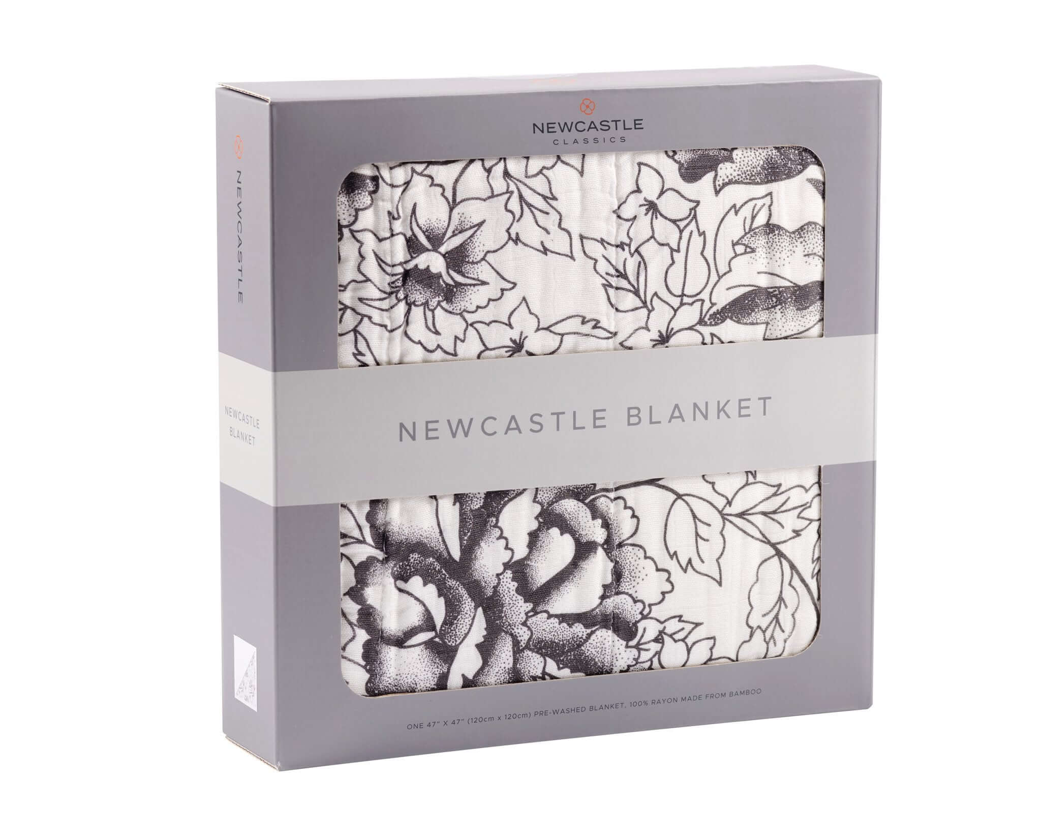 American Rose Newcastle Blanket in elegant packaging, featuring floral design and branding.