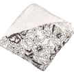 American Rose Newcastle Blanket with floral designs in black and white, folded neatly for cozy warmth.
